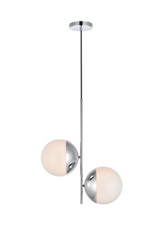 Eclipse 2 Lights Chrome Pendant with Frosted White Glass (758|LD6118C)