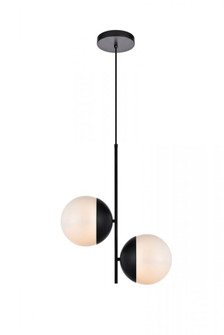 Eclipse 2 Lights Black Pendant With Frosted White Glass (758|LD6116BK)