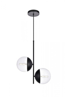 Eclipse 2 Lights Black Pendant With Clear Glass (758|LD6117BK)