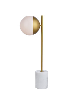 Eclipse 1 Light Brass Table Lamp with Frosted White Glass (758|LD6108BR)