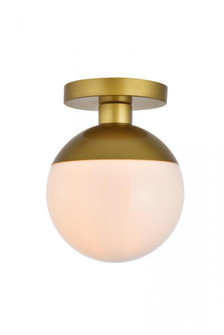 Eclipse 1 Light Brass Flush Mount With Frosted White Glass (758|LD6054BR)