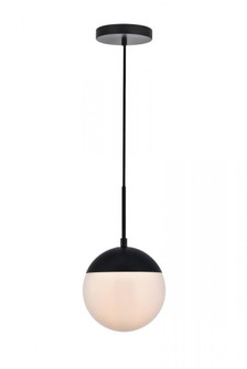Eclipse 1 Light Black Pendant With Frosted White Glass (758|LD6026BK)