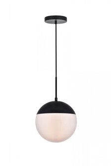 Eclipse 1 Light Black Pendant With Frosted White Glass (758|LD6032BK)