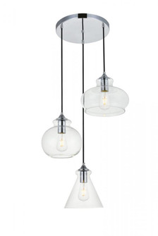 Destry 3 Lights Chrome Pendant With Clear Glass (758|LD2247C)