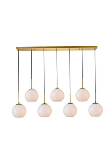Baxter 7 Lights Brass Pendant with Frosted White Glass (758|LD2231BR)