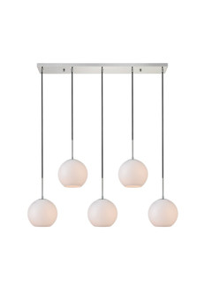 Baxter 5 Lights Chrome Pendant With Frosted White Glass (758|LD2229C)