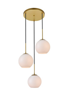 Baxter 3 Lights Brass Pendant with Frosted White Glass (758|LD2209BR)