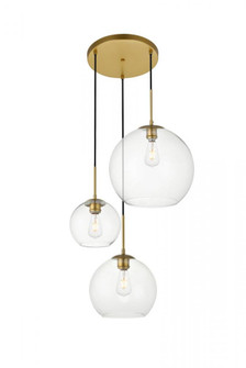 Baxter 3 Lights Brass Pendant With Clear Glass (758|LD2218BR)