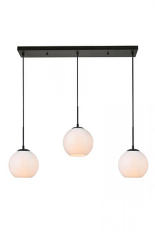 Baxter 3 Lights Black Pendant With Frosted White Glass (758|LD2237BK)