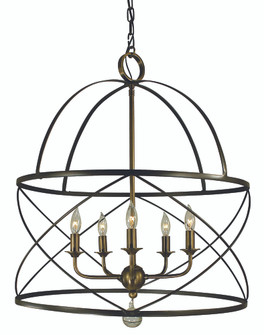 5-Light Mahogany Bronze/Antique Brass Nantucket Chandelier (84|4415 MB/AB)