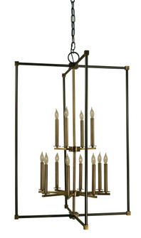 12-Light Mahogany Bronze/Antique Brass Lexington Chandelier (84|4610 MB/AB)