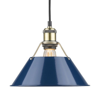 Yep by Golden Lighting Orwell 1-light 10in Pendant in Aged Brass and Navy Blue shade (36|3306-M AB-NVY)