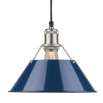 Yep by Golden Lighting Orwell 1-light 10in Pendant in Pewter and Navy Blue shade (36|3306-M PW-NVY)