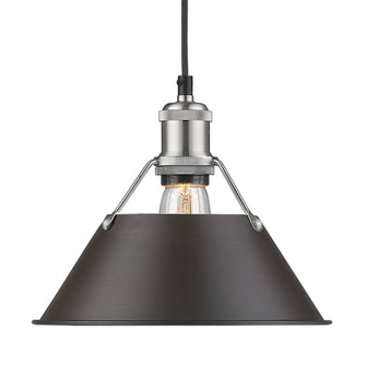 Yep by Golden Lighting Orwell 1-light 10in Pendant in Pewter and Rubbed Bronze shade (36|3306-M PW-RBZ)