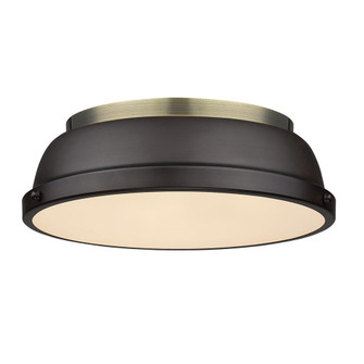 Duncan 14'' Flush Mount in Aged Brass with a Rubbed Bronze Shade (36|3602-14 AB-RBZ)