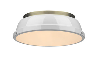 Yep by Golden Lighting Duncan 2-light Flush Mount in Aged Brass and White shade (36|3602-14 AB-WH)