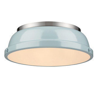 Duncan 14'' Flush Mount in Pewter with a Seafoam Shade (36|3602-14 PW-SF)