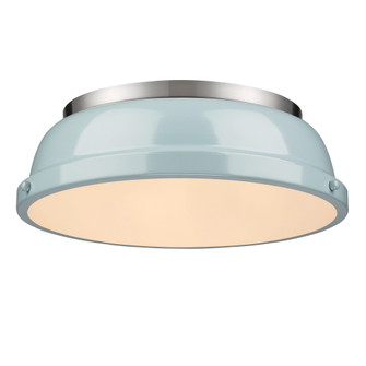 Yep by Golden Lighting Duncan 2-light Flush Mount in Pewter and Seafoam shade (36|3602-14 PW-SF)