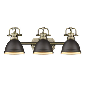Duncan 3 Light Bath Vanity in Aged Brass with a Rubbed Bronze Shade (36|3602-BA3 AB-RBZ)