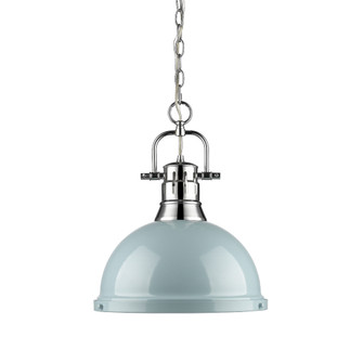 Duncan 1 Light Pendant with Chain in Chrome with a Seafoam Shade (36|3602-L CH-SF)