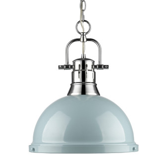 Yep by Golden Lighting Duncan 1-light 14in Chain Hung Pendant in Chrome and Seafoam shade (36|3602-L CH-SF)