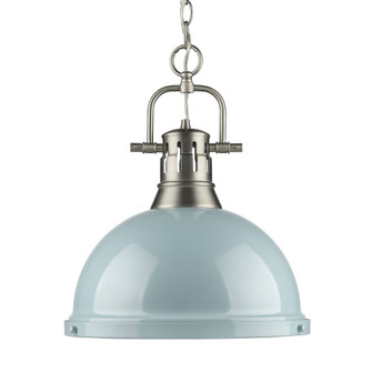 Yep by Golden Lighting Duncan 1-light 14in Chain Hung Pendant in Pewter and Seafoam shade (36|3602-L PW-SF)