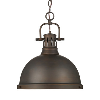 Yep by Golden Lighting Duncan 1-LT 14in Chain Hung Pendant in Rubbed Bronze and Rubbed Bronze shade (36|3602-L RBZ-RBZ)