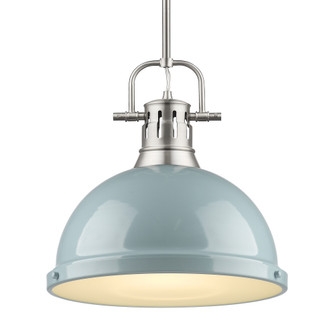 Yep by Golden Lighting Duncan 1-light 14in Rod Hung Pendant in Pewter and Seafoam shade (36|3604-L PW-SF)