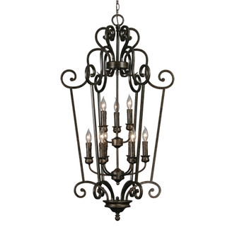 Heartwood 2 Tier - 9 Light Caged Foyer in Burnt Sienna with Drip Candlesticks (36|8063-CG9 BUS)