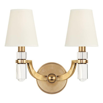 2 LIGHT WALL SCONCE w/WHITE SHADE (57|982-AGB-WS)