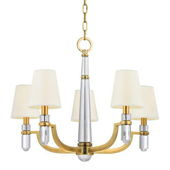 5 LIGHT CHANDELIER w/WHITE SHADE (57|985-AGB-WS)