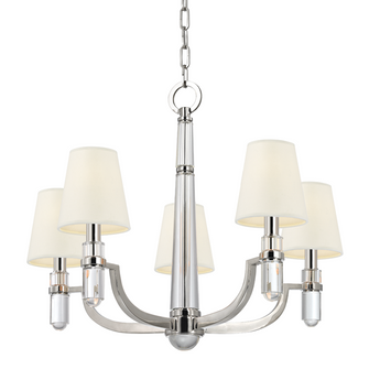 5 LIGHT CHANDELIER w/WHITE SHADE (57|985-PN-WS)