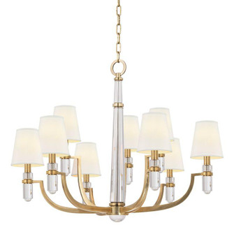 9 LIGHT CHANDELIER w/WHITE SHADE (57|989-AGB-WS)