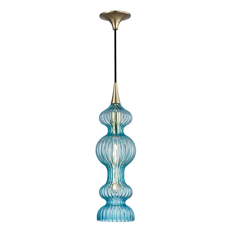 1 LIGHT PENDANT WITH BLUE GLASS (57|1600-AGB-BL)