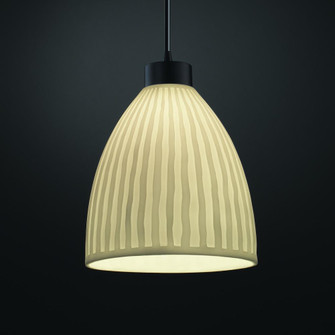 1-Light Large Tapered Cylinder Curved LED Pendant (254|PNA-8814-18-WFAL-MBLK-LED1-700)