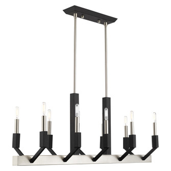 10 Lt Brushed Nickel & Black Linear Chandelier (108|51168-91)