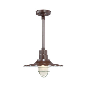 R Series 1-Light Stem Hung Radial Wave Shade Architectural Bronze (670|RRWS15-ABR)