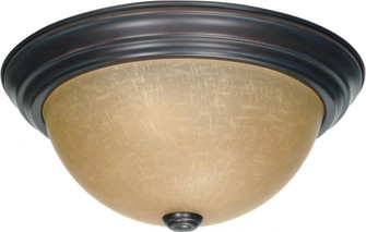 2 Light - 13'' Flush with Champagne Linen Washed Glass - Mahogany Bronze Finish (81|60/1256)