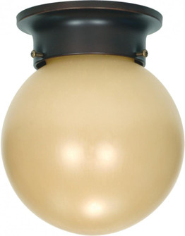 1 Light - 6'' Flush with Champagne Linen Washed Glass - Mahogany Bronze Finish Finish (81|60/1279)