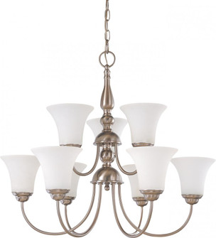 Dupont - 9 Light 2 Tier Chandelier with Satin White Glass - Brushed Nickel Finish (81|60/1823)