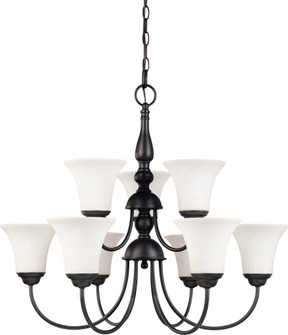 Dupont - 9 Light 2 Tier Chandelier with Satin White Glass - Dark Chocolate Bronze Finish (81|60/1843)