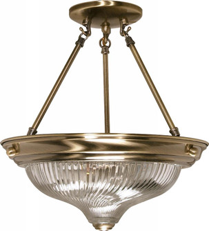 2-Light 13'' Semi Flush Light Fixture in Antique Brass Finish with Clear Swirl Glass (81|60/233)