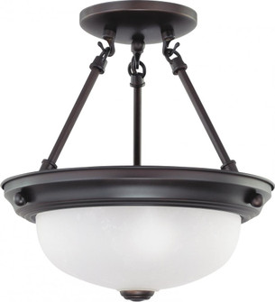 2 Light - Semi Flush with Frosted White Glass - Mahogany Bronze Finish (81|60/3148)