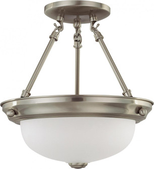 2 Light - Semi Flush with Frosted White Glass - Brushed Nickel Finish (81|60/3244)
