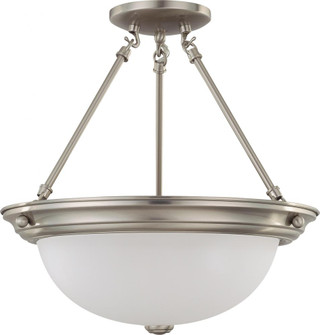 3 Light - Semi Flush with Frosted White Glass - Brushed Nickel Finish (81|60/3246)