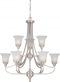 Surrey - 9 Light Two Tier Chandelier with Frosted Glass - Brushed Nickel Finish (81|60/4149)