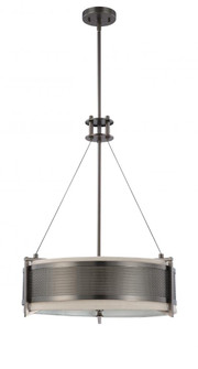 Diesel - 4 Light Round Pendant with Khaki Fabric Shade - Hazel Bronze Finish (81|60/4433)