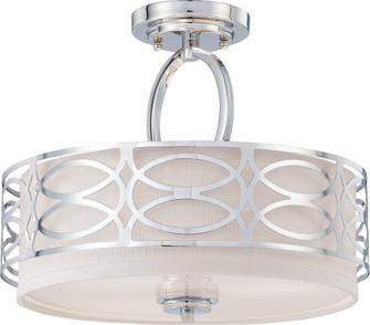 Harlow - 3 Light Semi Flushwith Slate Gray Fabric Shade - Polished Nickel Finish (81|60/4629)