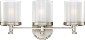 Decker; 3 Light; Vanity Fixture with Clear and Frosted Glass; Brushed Nickel Finish (81|60/4643)