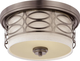 Harlow - 2 Light Flush Dome with Khaki Fabric Shade - Hazel Bronze Finish (81|60/4727)